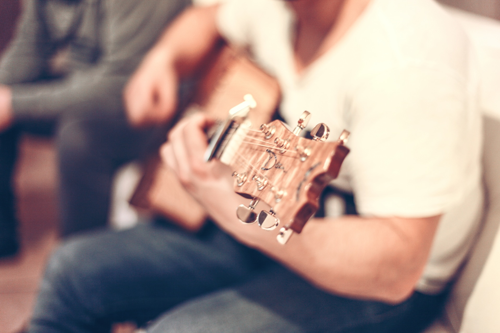 Playing guitar